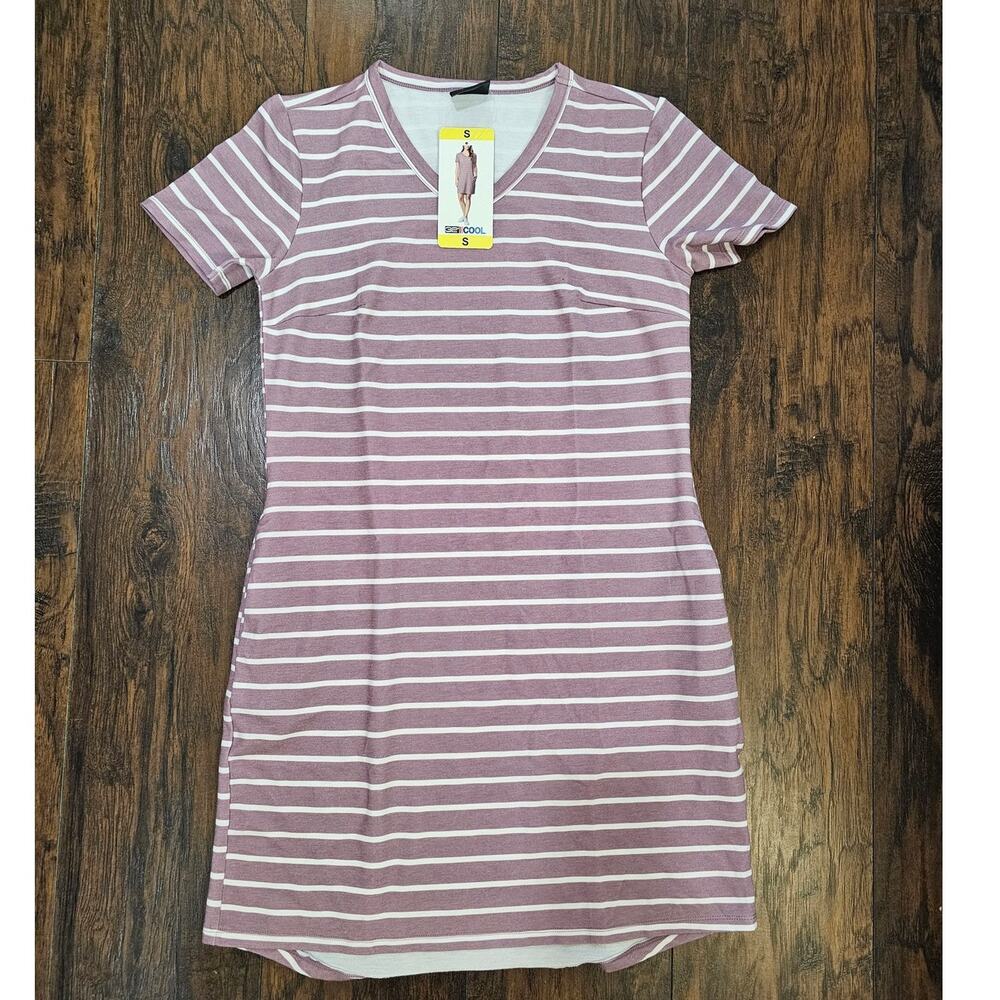 32 Degrees Cool Dress Striped Pink White Size Small New